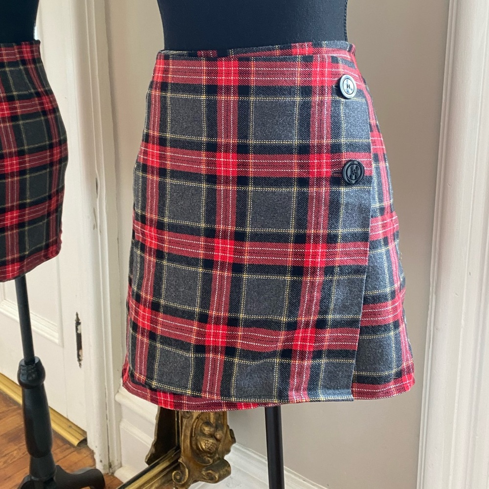 Red and Black Plaid mini skirt